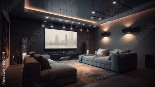 Home theater A room designed for entertainment. AI generated