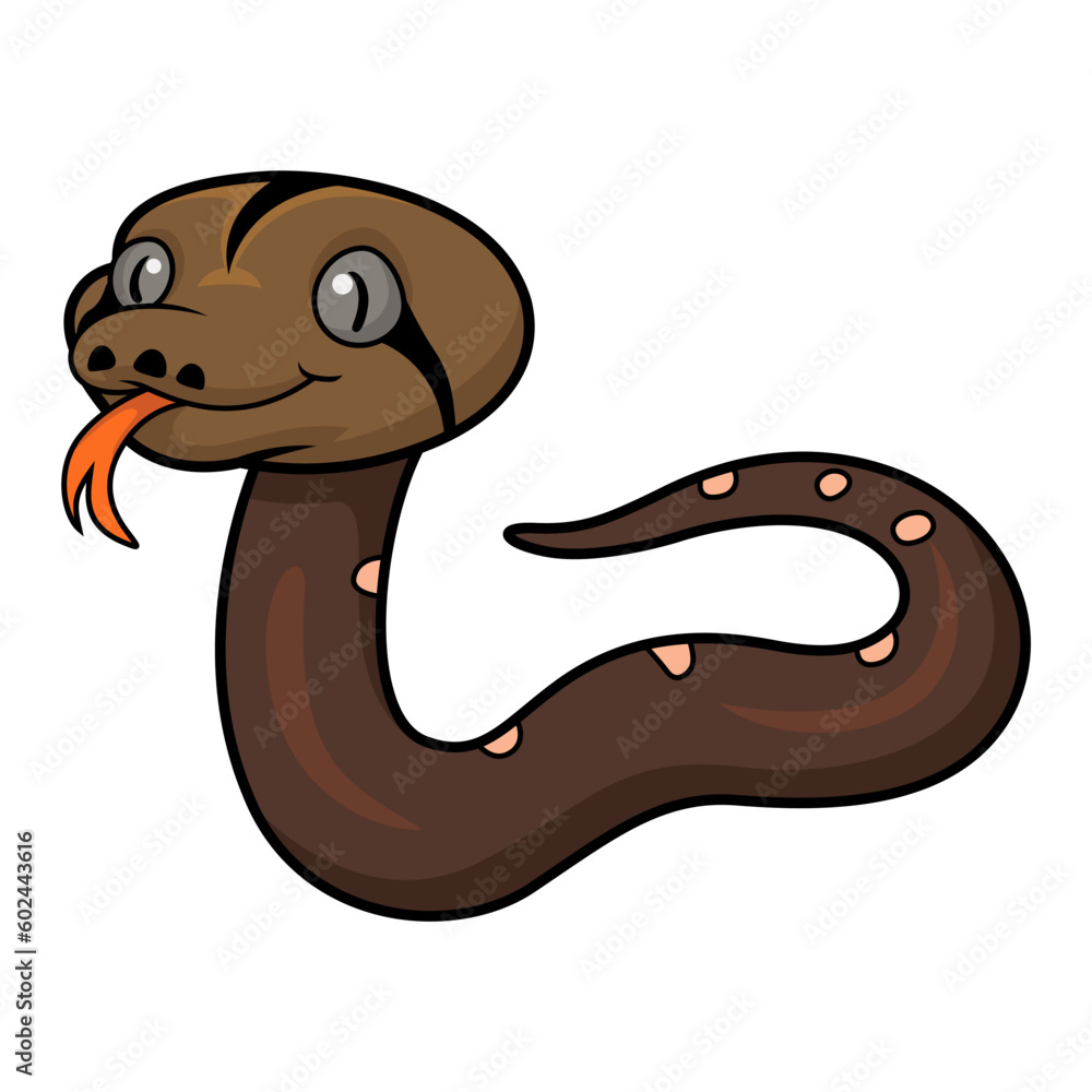 Fototapeta premium Cute golden child phantom reticulatus python cartoon