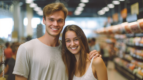 young adult couple shopping...