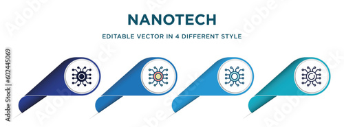 nanotech icon in 4 different styles such as filled, color, glyph, colorful, lineal color. set of   vector for web, mobile, ui