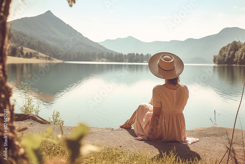 young adult woman, in natur...