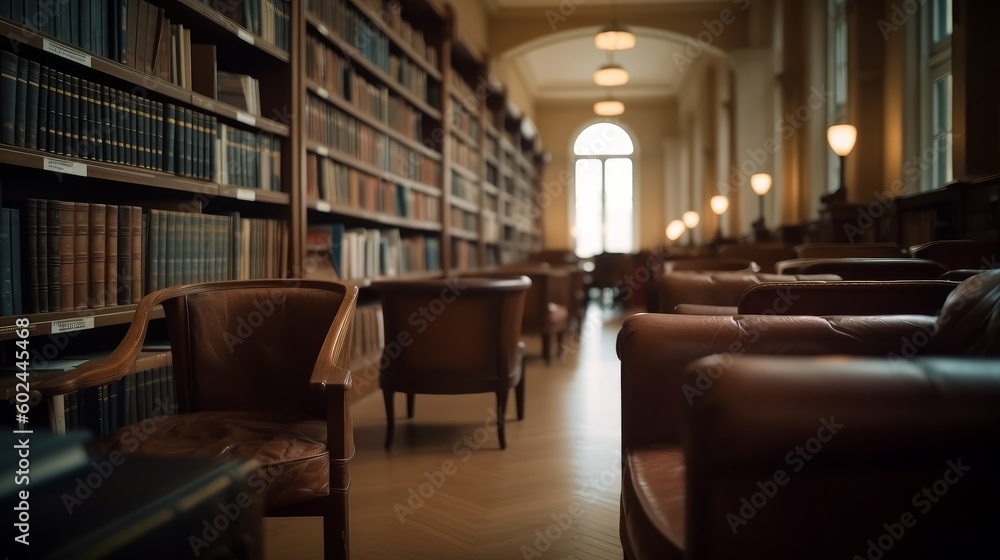 Library A room filled with books typically featuring. AI generated