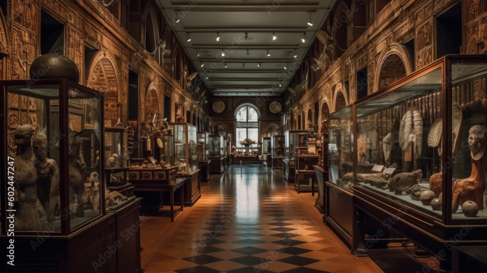 Museum - A building or space where objects of history. AI generated