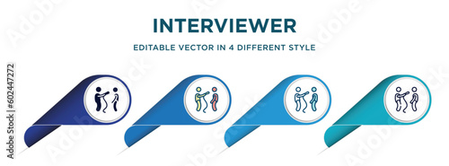 interviewer icon in 4 different styles such as filled, color, glyph, colorful, lineal color. set of vector for web, mobile, ui