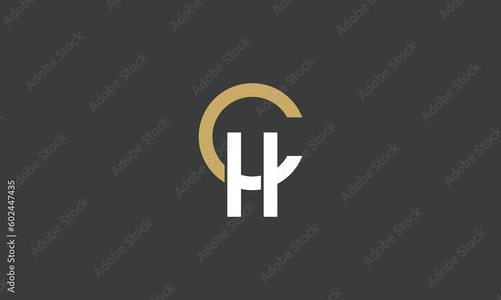 Letter CH design HC or CH littering icon initial letter HC sign black background with golden and white lettering symbol simple and creative CH vector logo illustration. Letter CH design HC or CH littering icon initial letter HC sign black background with golden and white lettering symbol simple and creative CH vector logo illustration.