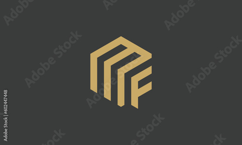 Letter MF polygon shape FM lettering icon initial letter for MF sign black background with golden lettering symbol creative modern FM letters vector logo illustration.