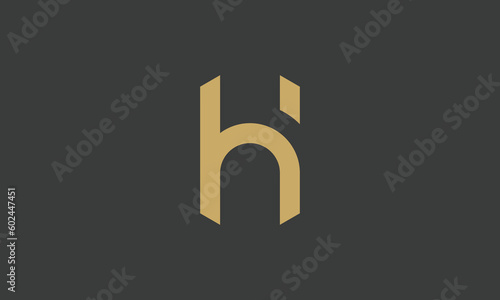 Letter hi geometric design hi lettering icon initial letter for hi sign black background with golden lettering symbol creative modern hi letters vector logo illustration.