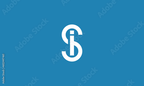 Simple SI letter logo icon Sophisticated SI abstract symbol, blue background white lettering, this is a fully editable and resizable vector letter, suitable for any kind of business or industry.