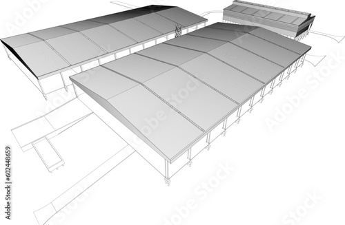 3D illustration of building project