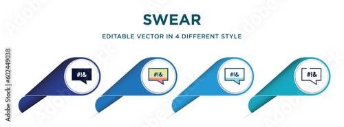 swear icon in 4 different styles such as filled, color, glyph, colorful, lineal color. set of vector for web, mobile, ui