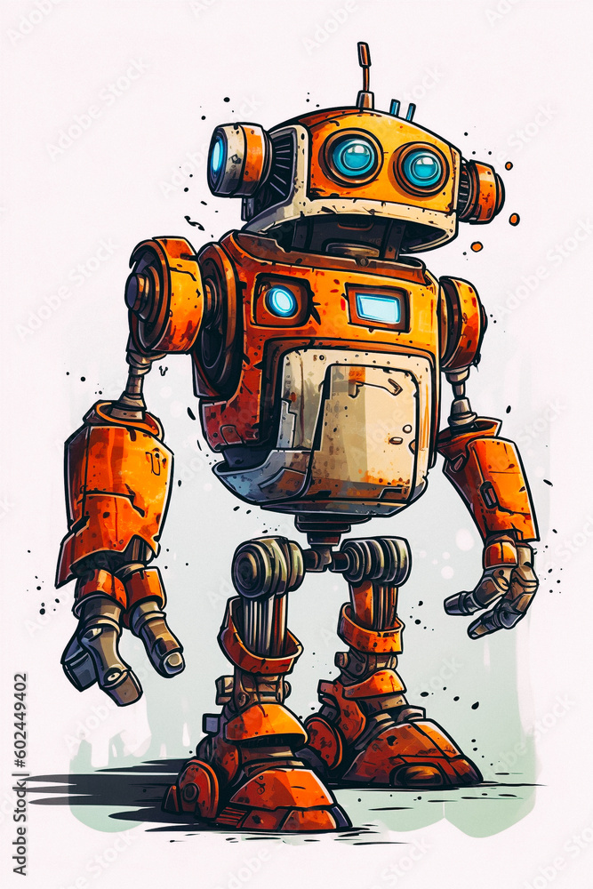 A cartoon of a robot - created with Generative AI technology A cartoon of a robot - created with Generative AI technology