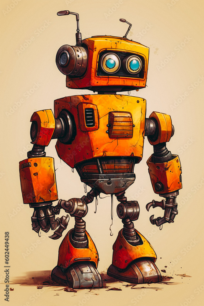 A cartoon of a robot - created with Generative AI technology A cartoon of a robot - created with Generative AI technology