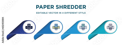 paper shredder icon in 4 different styles such as filled, color, glyph, colorful, lineal color. set of vector for web, mobile, ui