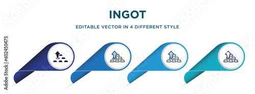 ingot icon in 4 different styles such as filled, color, glyph, colorful, lineal color. set of vector for web, mobile, ui