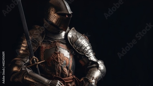 The gallant Spanish knight with his sword and shield. AI generated