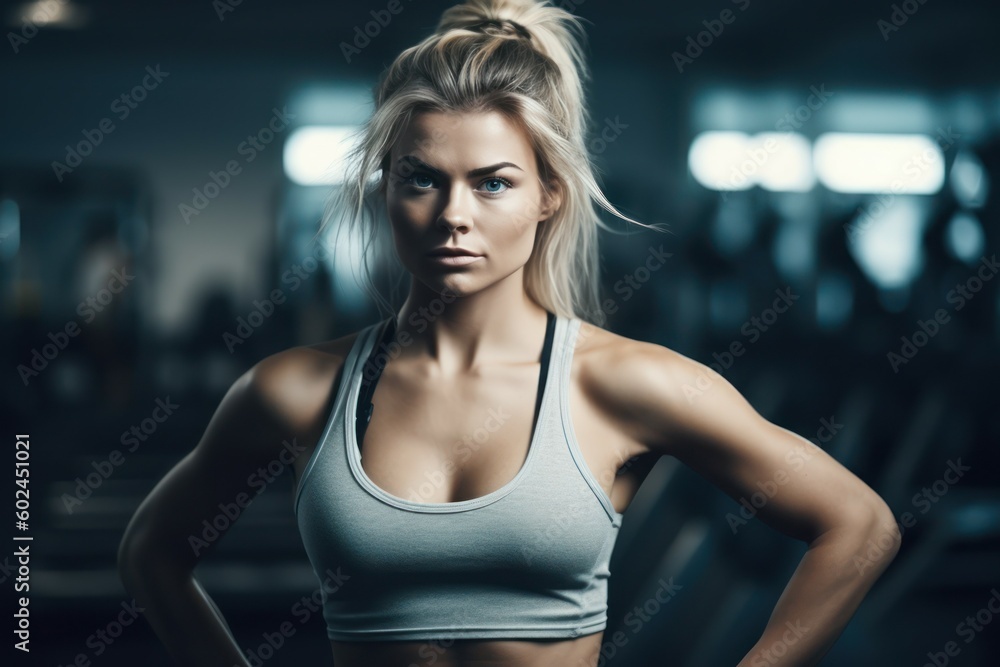 Woman exercising in a fitness club. The concept of a healthy lifestyle. AI generated, human enhanced Woman exercising in a fitness club. The concept of a healthy lifestyle. AI generated, human enhanced