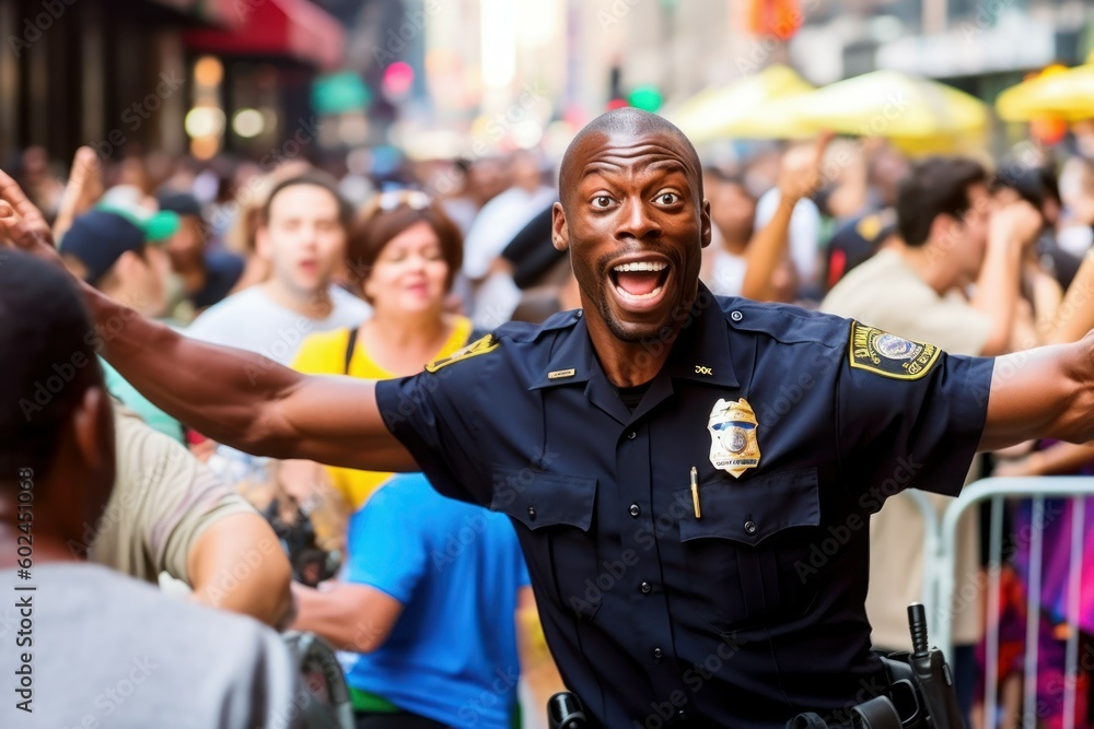 Swearing with police at street protests. AI generated, human enhanced Swearing with police at street protests. AI generated, human enhanced