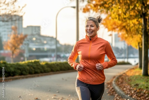 Sports woman on a morning run. AI generated, human enhanced
