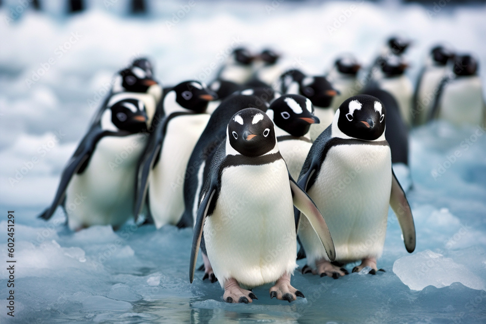 Obraz premium group of penguins made with generative ai