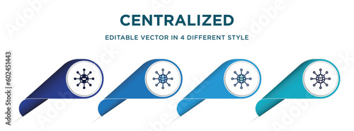 centralized icon in 4 different styles such as filled, color, glyph, colorful, lineal color. set of vector for web, mobile, ui