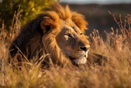 Majestic lion resting in the grassland made with generative ai © The Art Wave