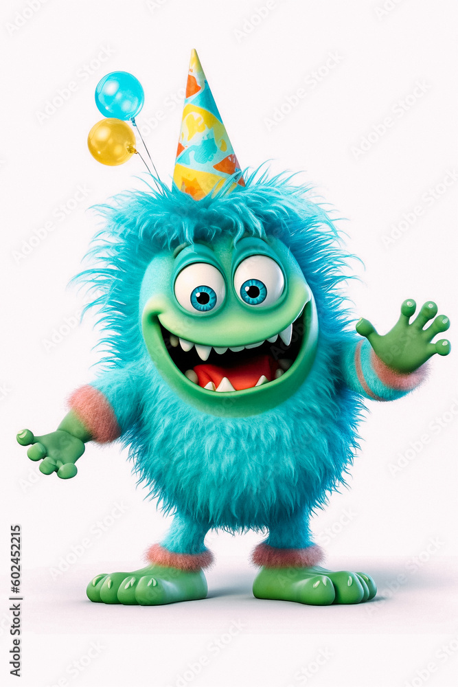 A cartoon monster celebration - created with Generative AI technology A cartoon monster celebration - created with Generative AI technology