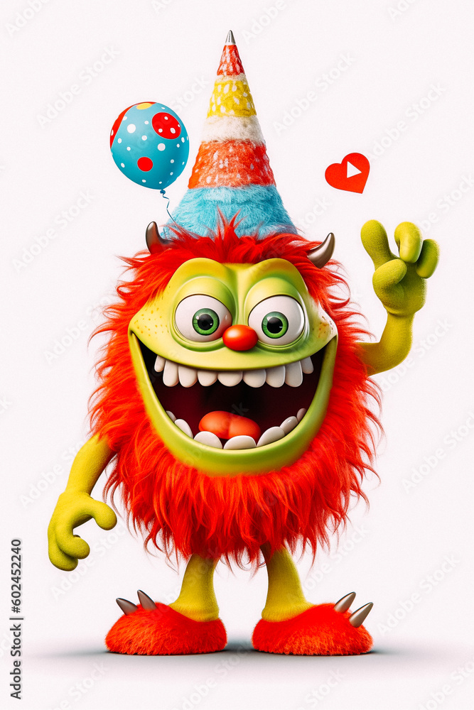 A cartoon monster celebration - created with Generative AI technology A cartoon monster celebration - created with Generative AI technology
