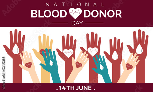 Blood Donation. 14th June World Blood Donor Day template. Banner design template Vector illustration background design.