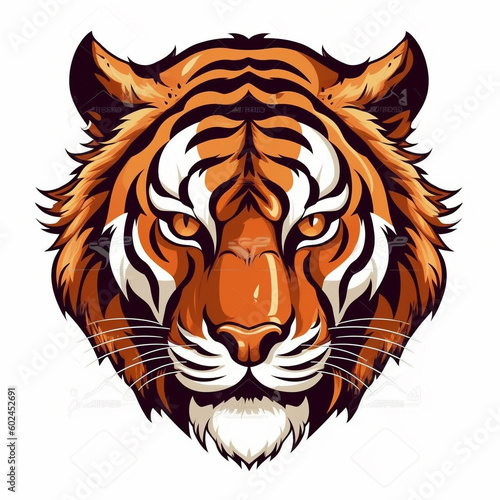 A tiger s face with a white background - created with Generative AI technology