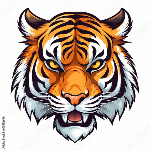 A tiger s face with a white background - created with Generative AI technology