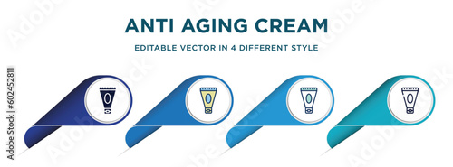 anti aging cream icon in 4 different styles such as filled, color, glyph, colorful, lineal color. set of vector for web, mobile, ui
