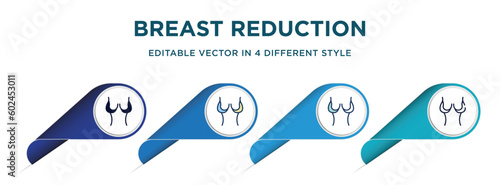 breast reduction icon in 4 different styles such as filled, color, glyph, colorful, lineal color. set of vector for web, mobile, ui