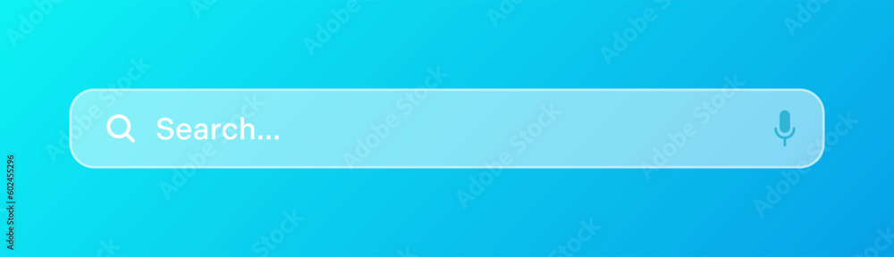 Transparent search bar. Internet browser engine with search box, address bar and text field. UI design, website interface element with web icons and push button. Vector illustration Transparent search bar. Internet browser engine with search box, address bar and text field. UI design, website interface element with web icons and push button. Vector illustration
