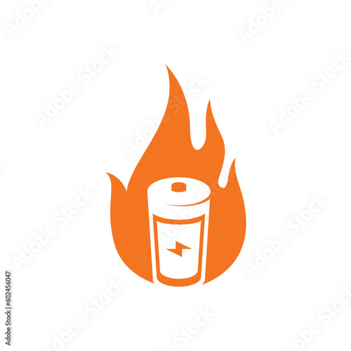 sign of battery on fire logo vector icon illustration