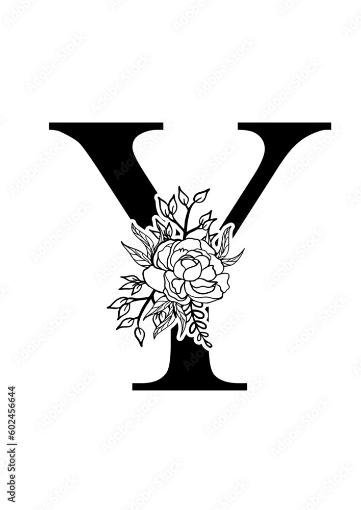 Grunge Black Floral Y Lettering Grunge Black Floral Y Lettering
