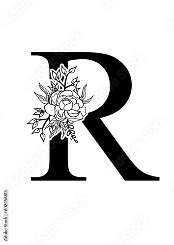 Unique Black Floral R Lettering