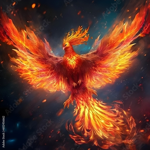Fire phoenix is flying