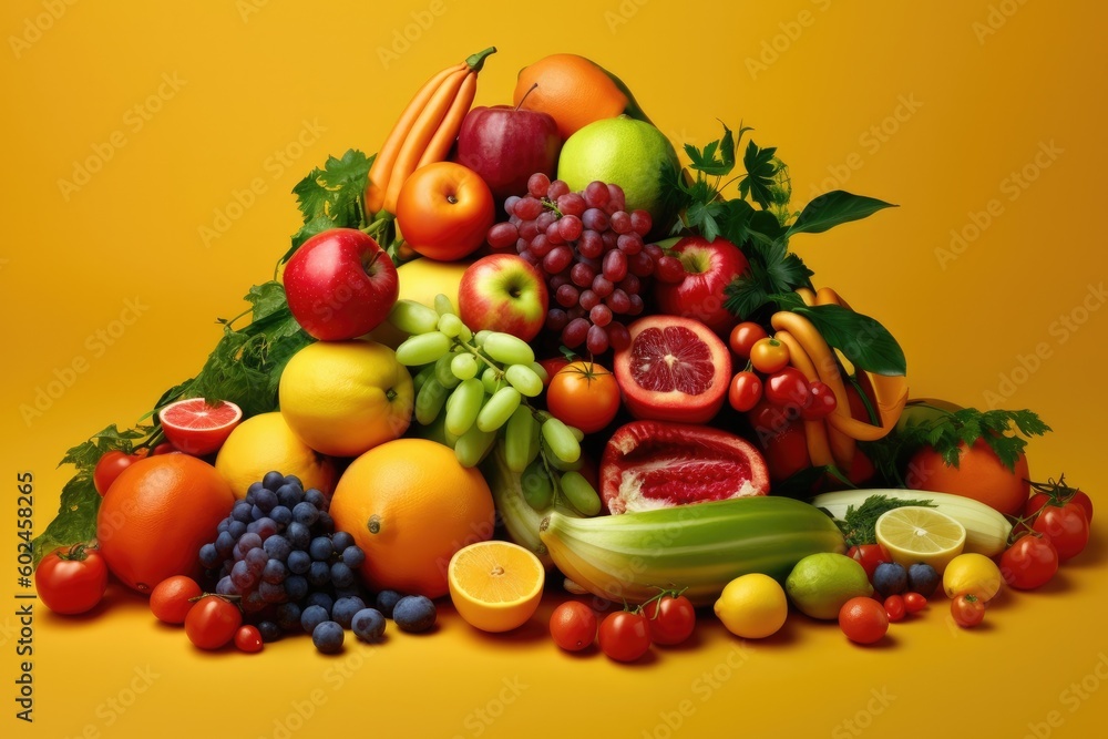 Colorful and Fresh Fruits and Vegetables, Generative AI Colorful and Fresh Fruits and Vegetables, Generative AI