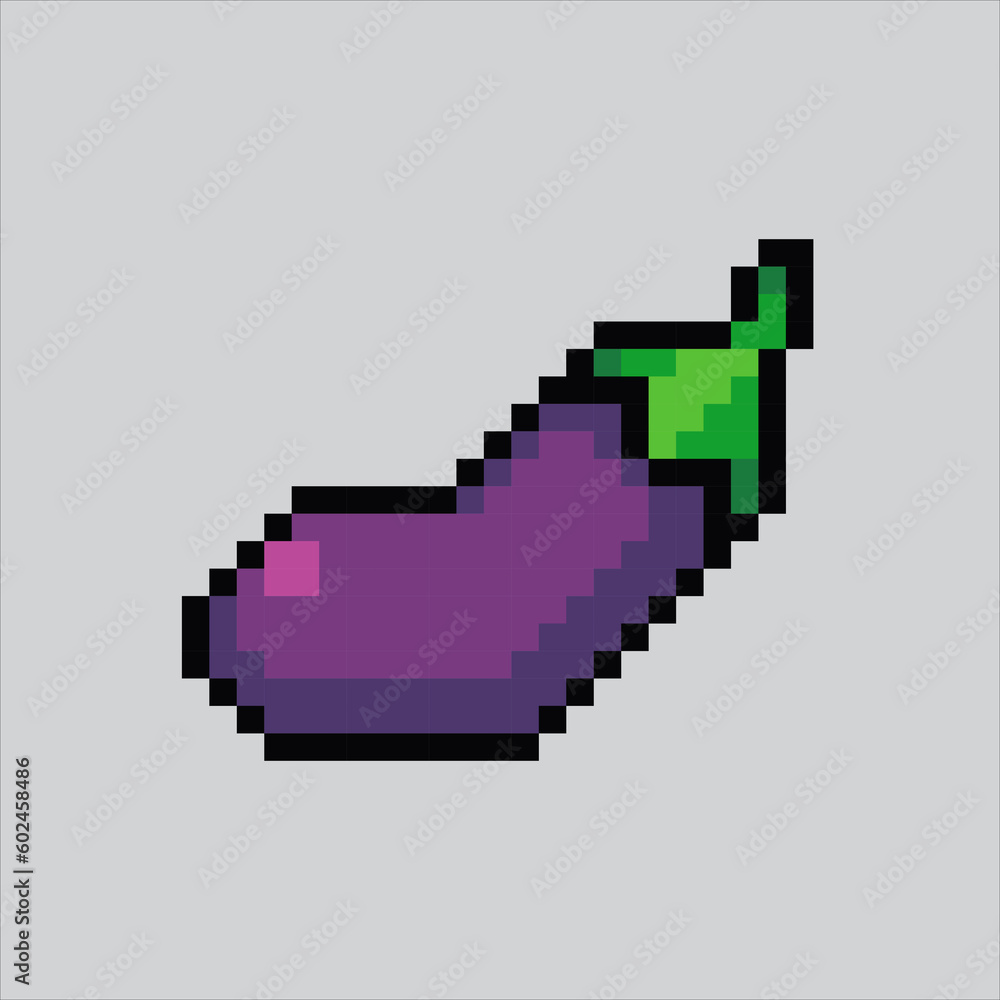 pixel art eggplant. Eggplant vegetables pixelated design for logo, web,
mobile app, badges and patches. Video game sprite. 8-bit. Isolated vector illustration.
pixel art eggplant. Eggplant vegetables pixelated design for logo, web,
mobile app, badges and patches. Video game sprite. 8-bit. Isolated vector illustration.