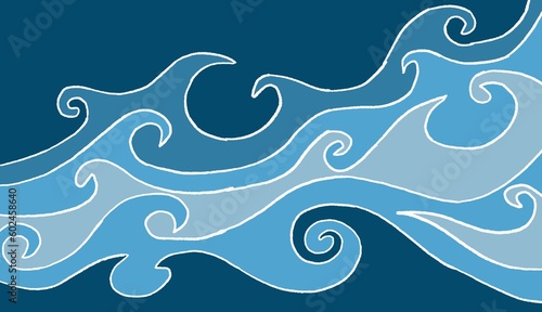 Blue gradation colored waves ornament background illustration design