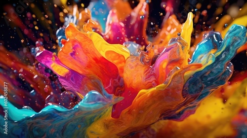 Exploding colorful liquid paint © Balerinastock