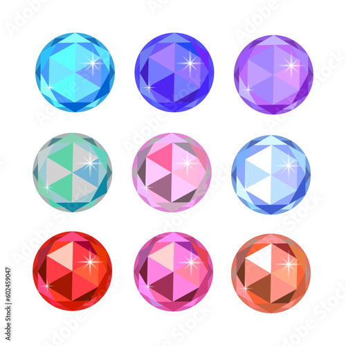 Colorful gemstones collection. set of multicolored diamonds. Precious stone vector jewels. Vector illustration.