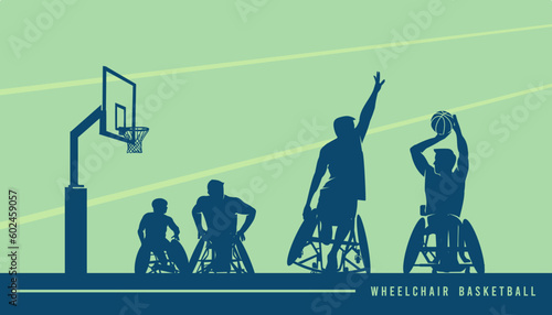 Premium Illustration of wheelchair basketball players playing together best for your digital graphic and print	