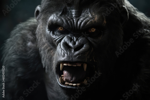 a gorilla looking at the camera in rage  generative AI