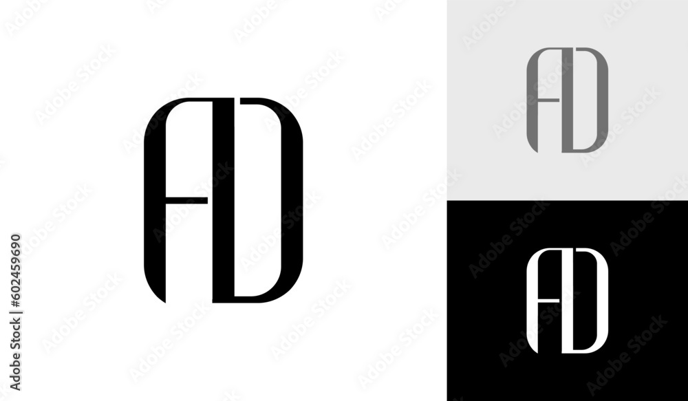 Letter AD initial monogram logo design Letter AD initial monogram logo design