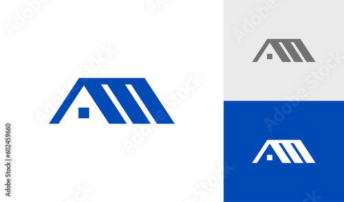 Letter AM initial monogram with house roof logo design