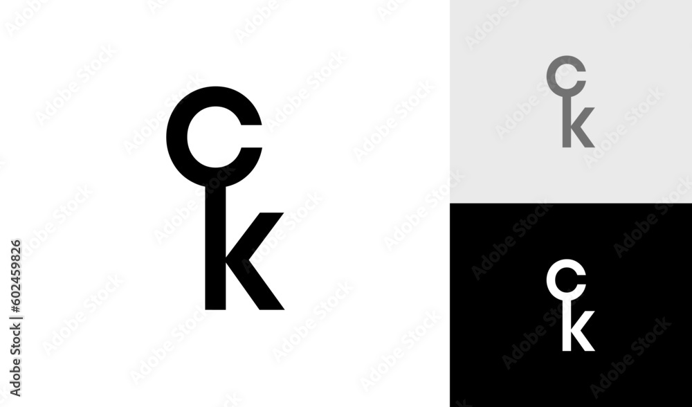 Letter CK initial monogram with key shape logo design Letter CK initial monogram with key shape logo design