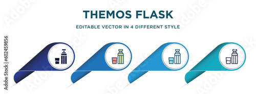 themos flask icon in 4 different styles such as filled, color, glyph, colorful, lineal color. set of vector for web, mobile, ui