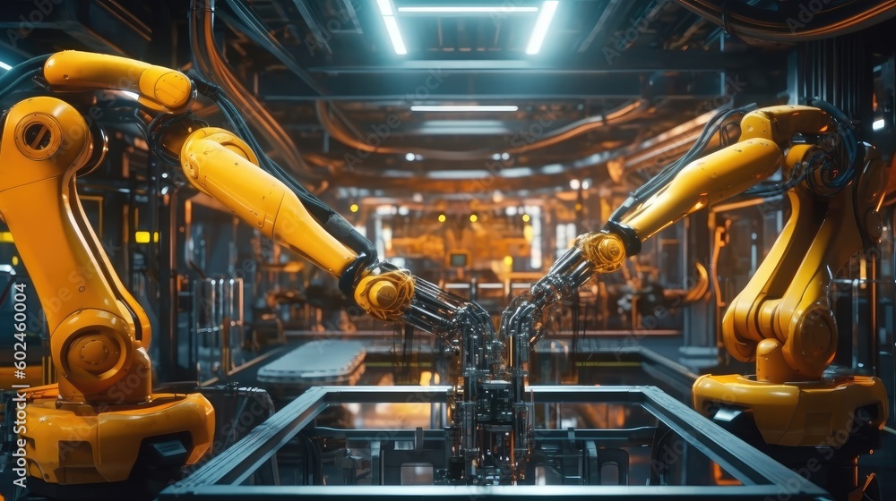 Robotics Revolution Automated Industrial Machine Arm - obrazy, fototapety, plakaty 