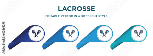 lacrosse icon in 4 different styles such as filled, color, glyph, colorful, lineal color. set of vector for web, mobile, ui